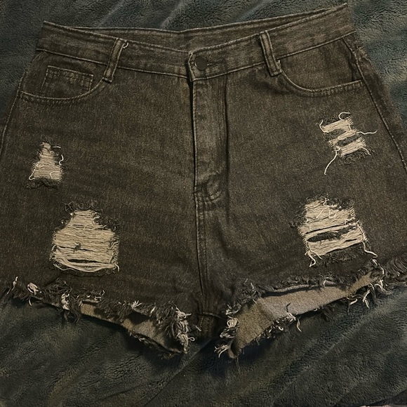 Black ripped Shein shorts - Picture 1 of 3